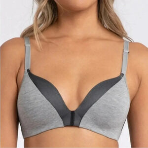 All You by Lively Bra Gray Black No Wire Wireless Mesh 36DD Comfortable Bra
